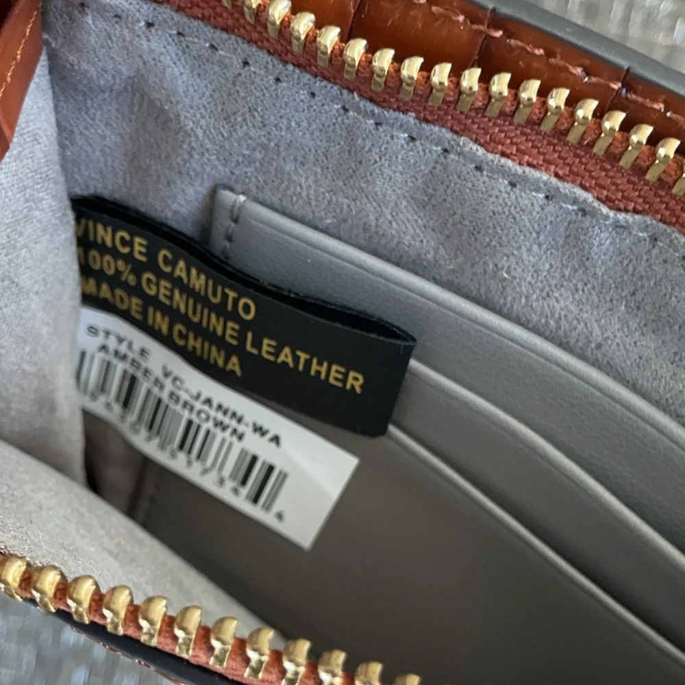Vince Camuto Jann Brown Patent Leather Wristlet